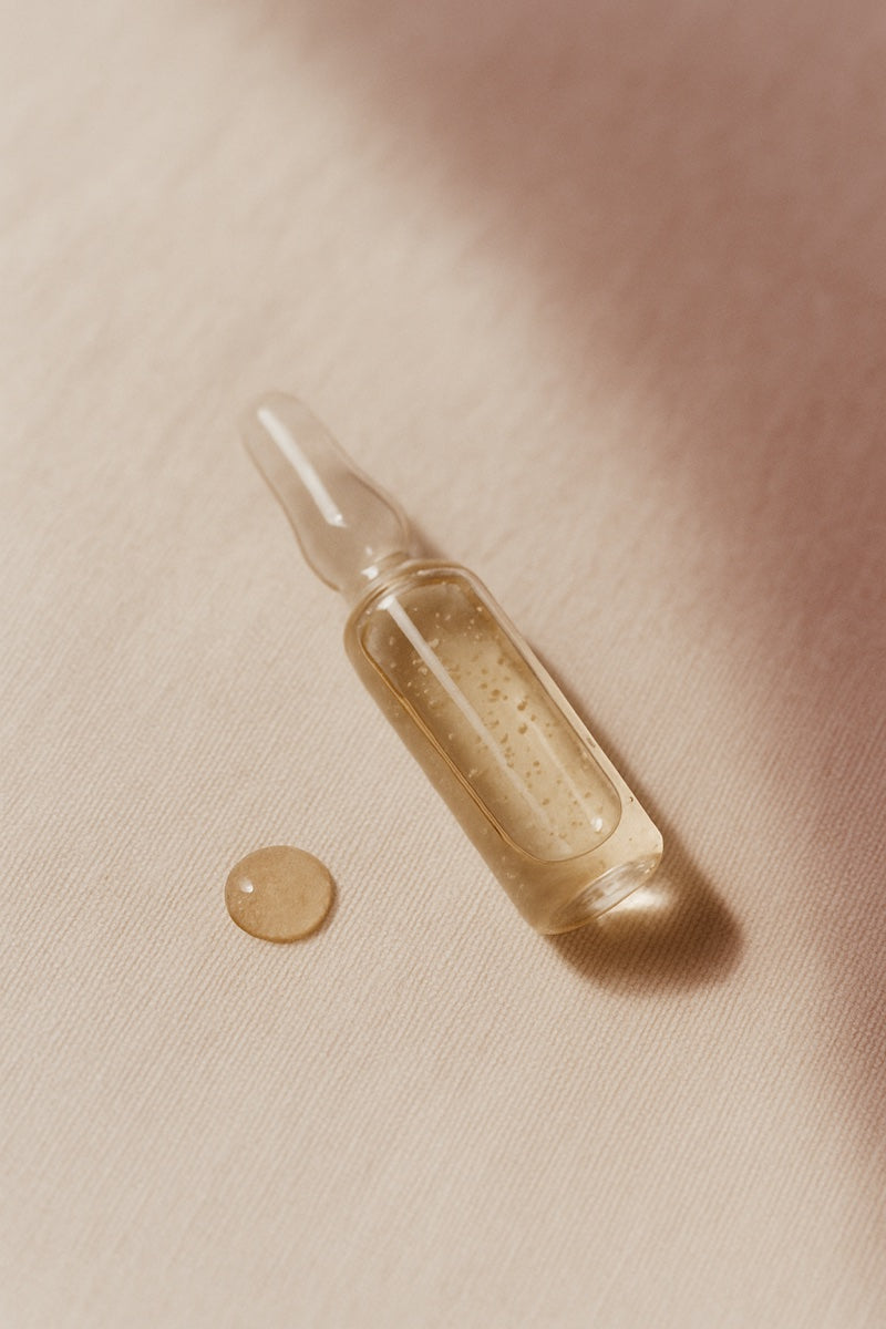 Peptide serum ampule — editorial botanical
